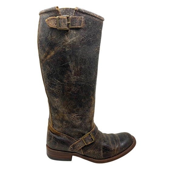 Frye Veronica Slouch Boot Chocolate Tobacco Finish Distressed Leather Sz 6 - Picture 11 of 11